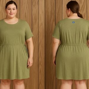 Old Navy Olive Green Cinched Waist Dress – Size XL NEW